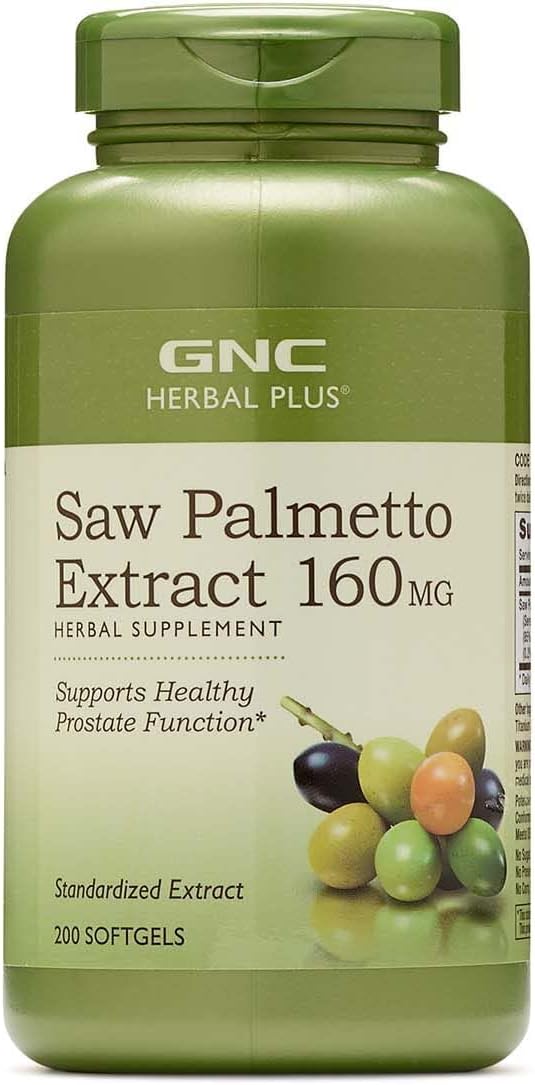 GNC Herbal Plus Saw Palmetto Extract 160mg, 200 Capsules, Supports Healthy Prostate Health