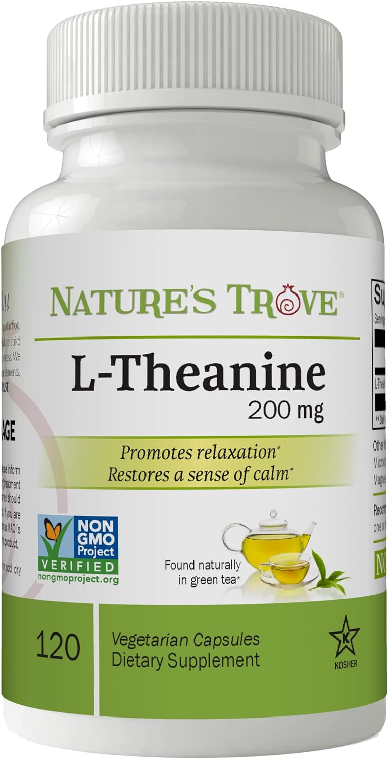 L-Theanine 200mg by Nature s Trove - 120 Vegetarian Capsules