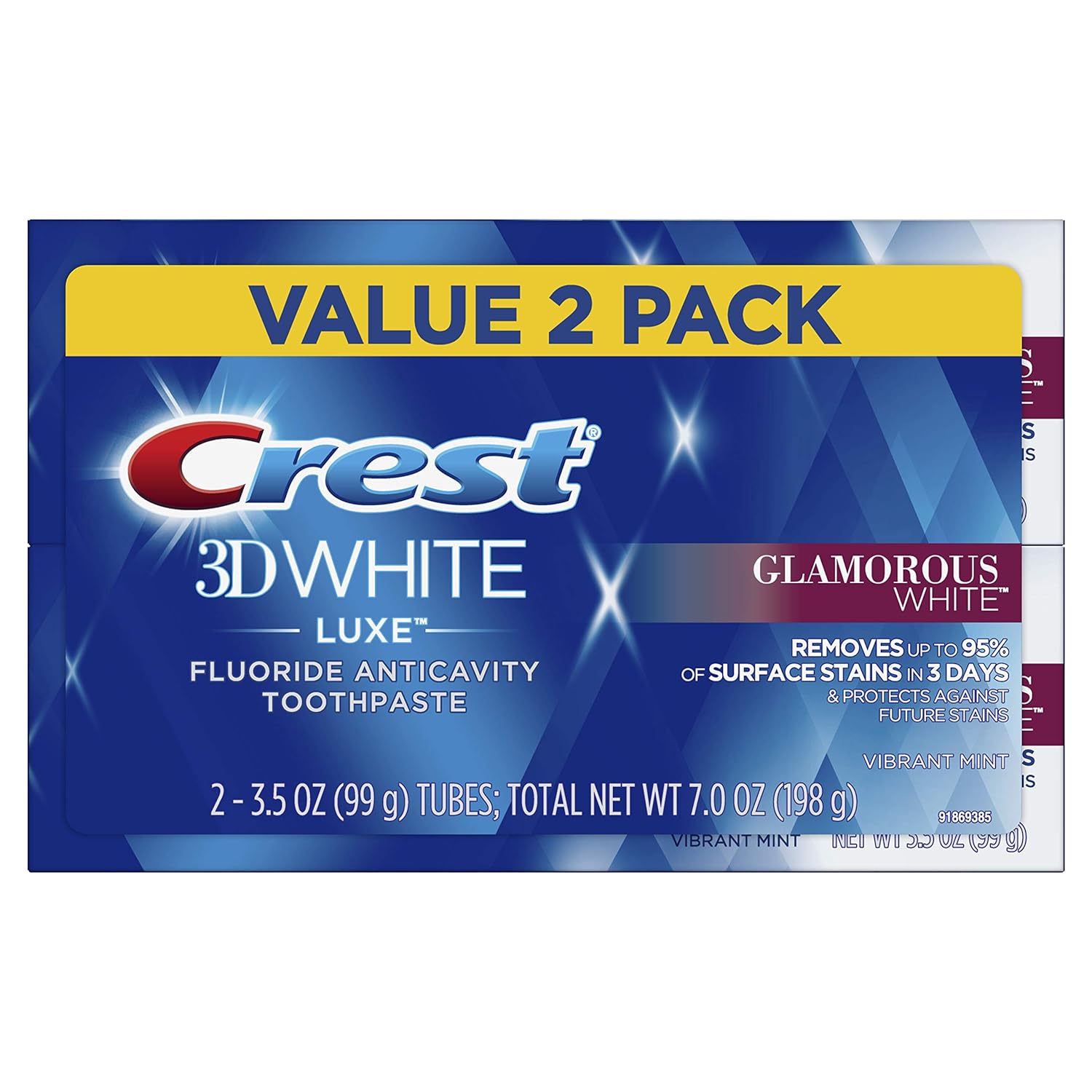 Crest Twin Pack 3D White Luxe Glamorous White Toothpast