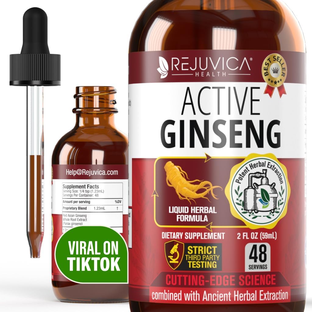 Active Ginseng Korean Red Panax Ginseng with Natural Ginsenosides - All-Natural Advanced Liquid Solu