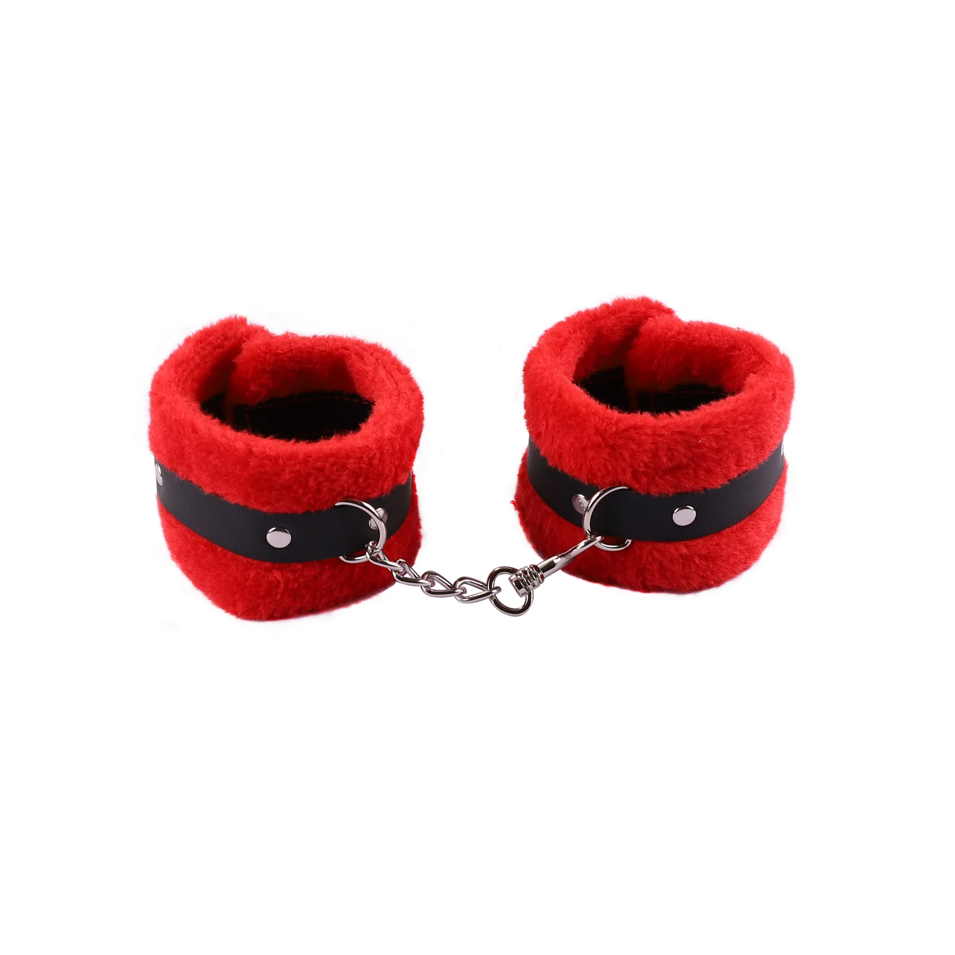 Fluffy Handcuffs Toy Adjustable PU Leather Plush Handcuffs Blindfold Masks Restraints Bondage Sex To