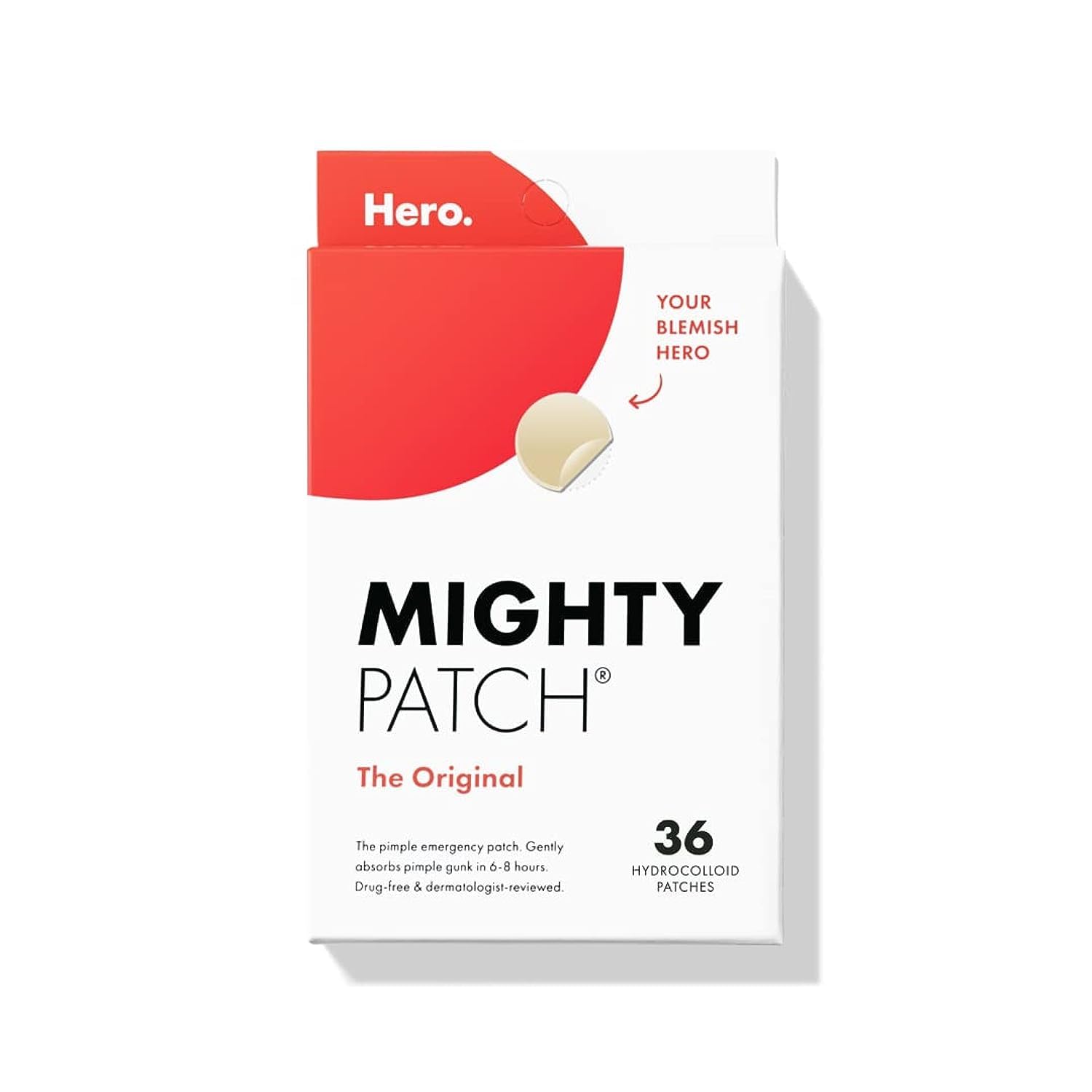 Mighty Patch Original from Hero Cosmetics - Hydrocolloid Acne Pimple Patch for Covering Zits and Ble