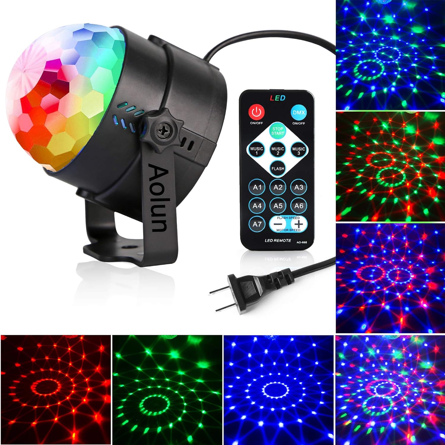 Disco Lights Sound Activated with Remote,Party Lights Disco Ball Light,Stage lights-Multi Colors Rot