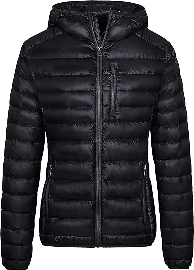 Wantdo Women's Packable Down Jacket Lightweight Puffer Jacket Hooded Winter Coat