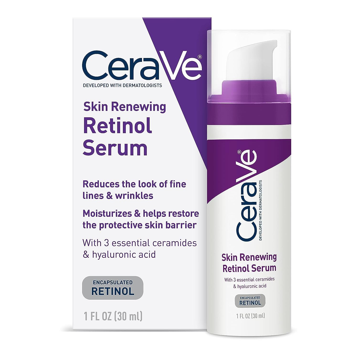CeraVe Anti Aging Retinol Serum | Cream Serum for Smoothing Fine Lines and Skin Brightening | With R