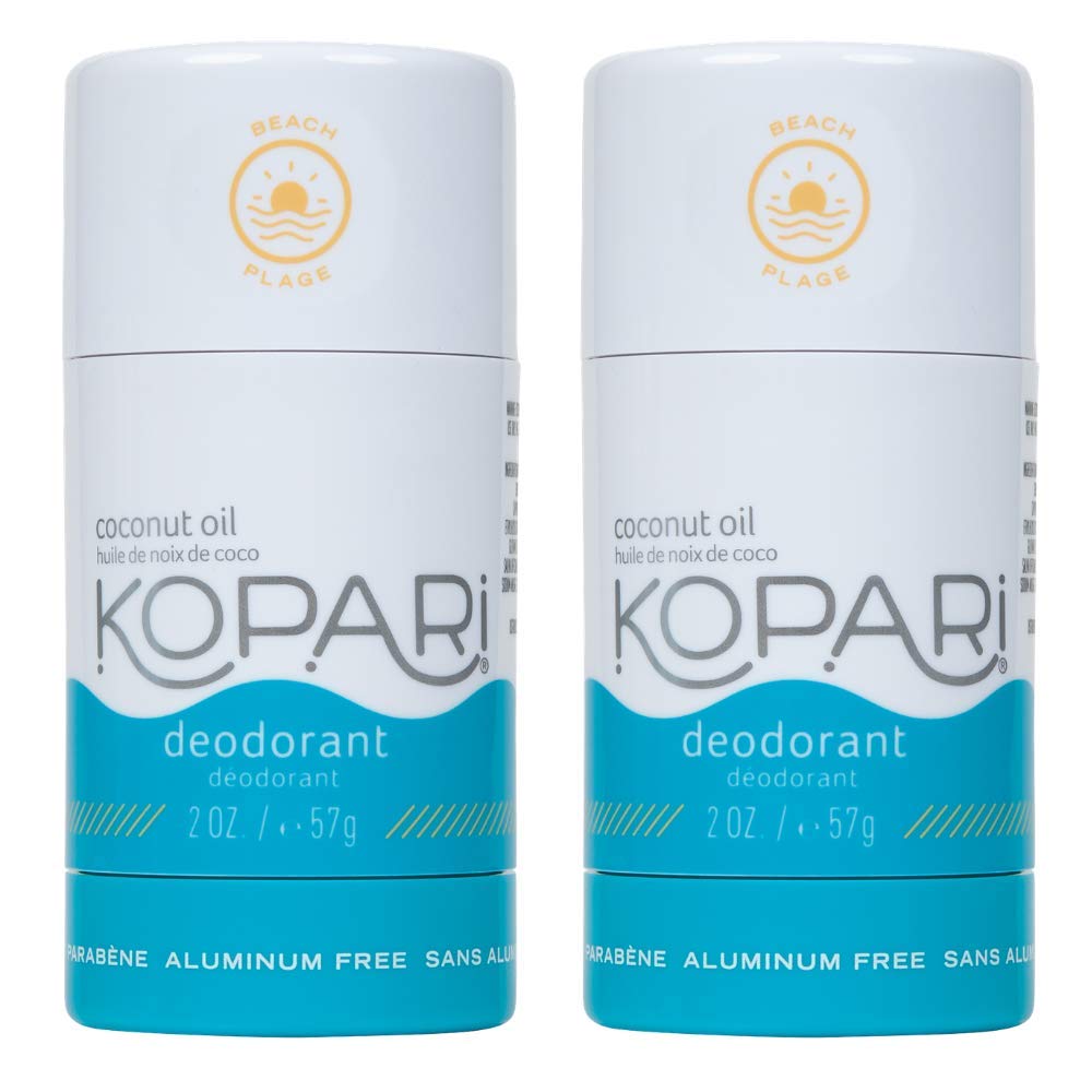 Kopari Aluminum Free Deodorant with Organic Coconut Oil | Beach 2 Pack | Vegan, Gluten Free, Cruelty
