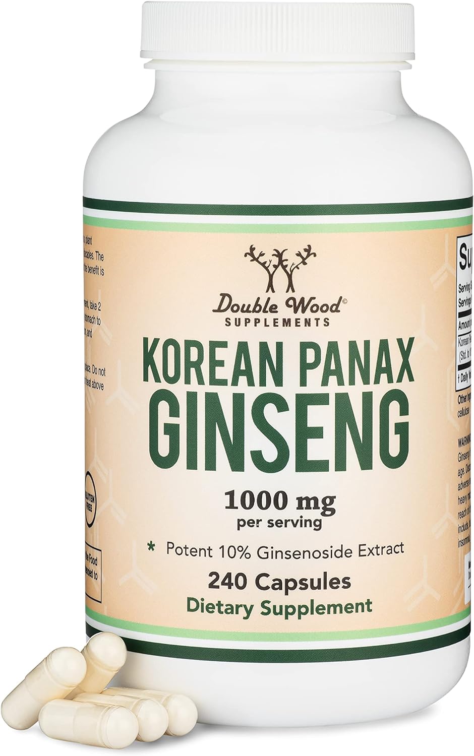 Ginseng Capsules (Korean Red Ginseng Extract, Panax Ginseng 10% Ginsenosides) (4 Month Supply) 240 V