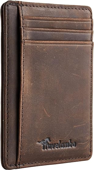 Travelambo Front Pocket Minimalist Leather Slim Wallet 