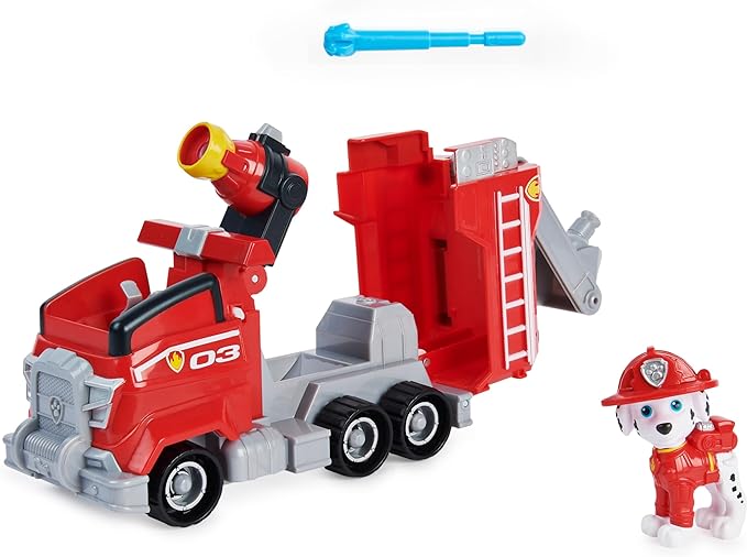 Paw Patrol, Marshall’s Deluxe Movie Transforming Fire Truck Toy Car with Collectible Action Figure