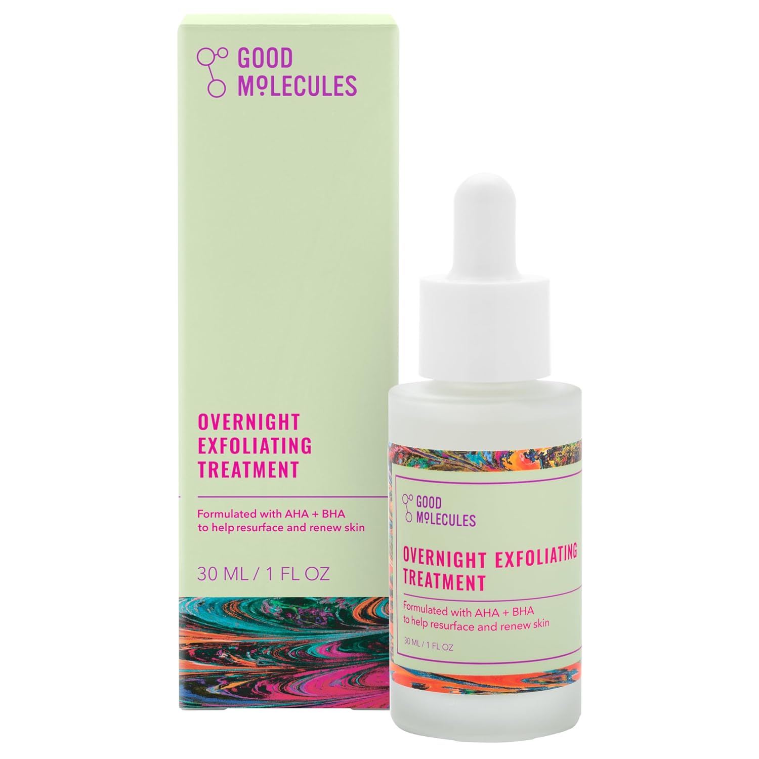 Good Molecules Overnight Exfoliating Treatment - Facial Exfoliant with AHA for Tone and Texture - Po