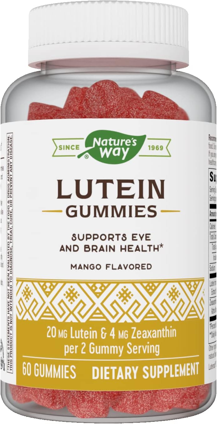 Natures Way Lutein Gummies with Zeaxanthin, Eye Health and Brain Function Supplement*, Mango Flavore