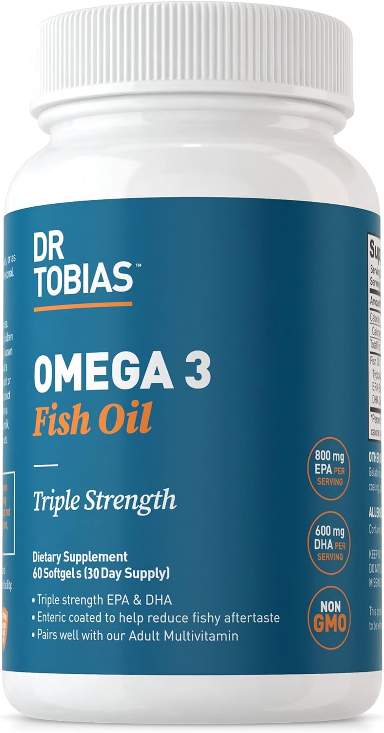 Dr. Tobias Omega 3 Fish Oil, 800 mg EPA 600 DHA Supplement for Heart, Brain & Immune Support, Ab