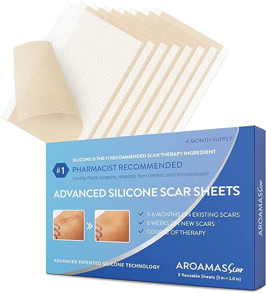 Aroamas Scar Professional Soft Silicone Scar Sheets Strips, Soften and Flattens Scars Resulting from