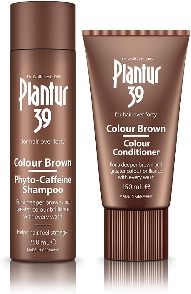 Plantur 39 Color Brown Intensity Set - Phyto-Caffeine Shampoo (8.45 fl oz) and Conditioner (5.07 fl 