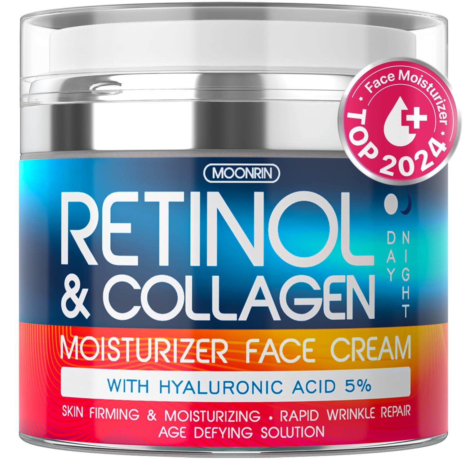 Retinol Cream for Face - Collagen and Retinol Moisturizer with Hyaluronic Acid, Day-Night Anti-Aging