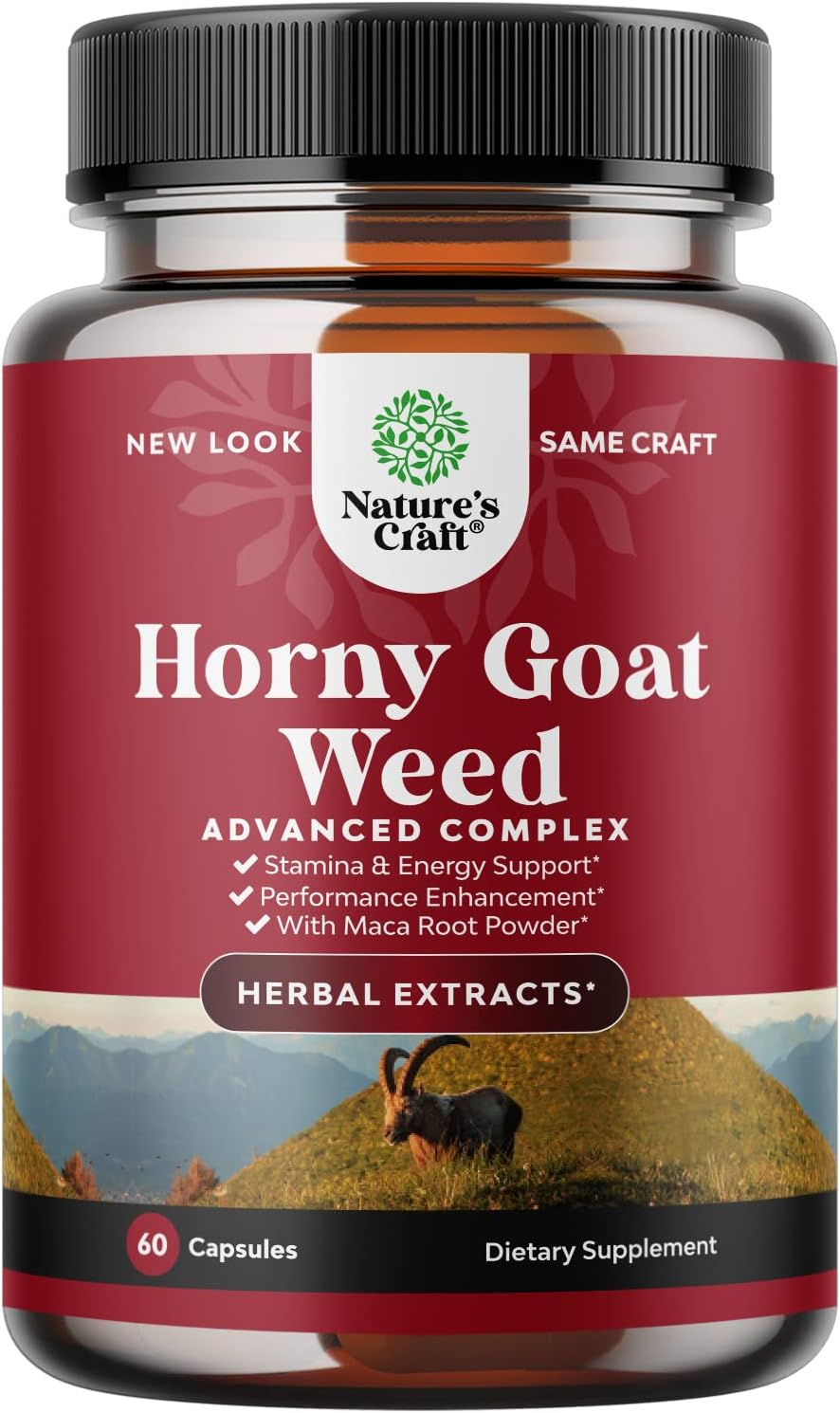 Horny Goat Weed for Male Enhancement - Halal Extra Strength Horny Goat Weed for Men 1590mg Complex w