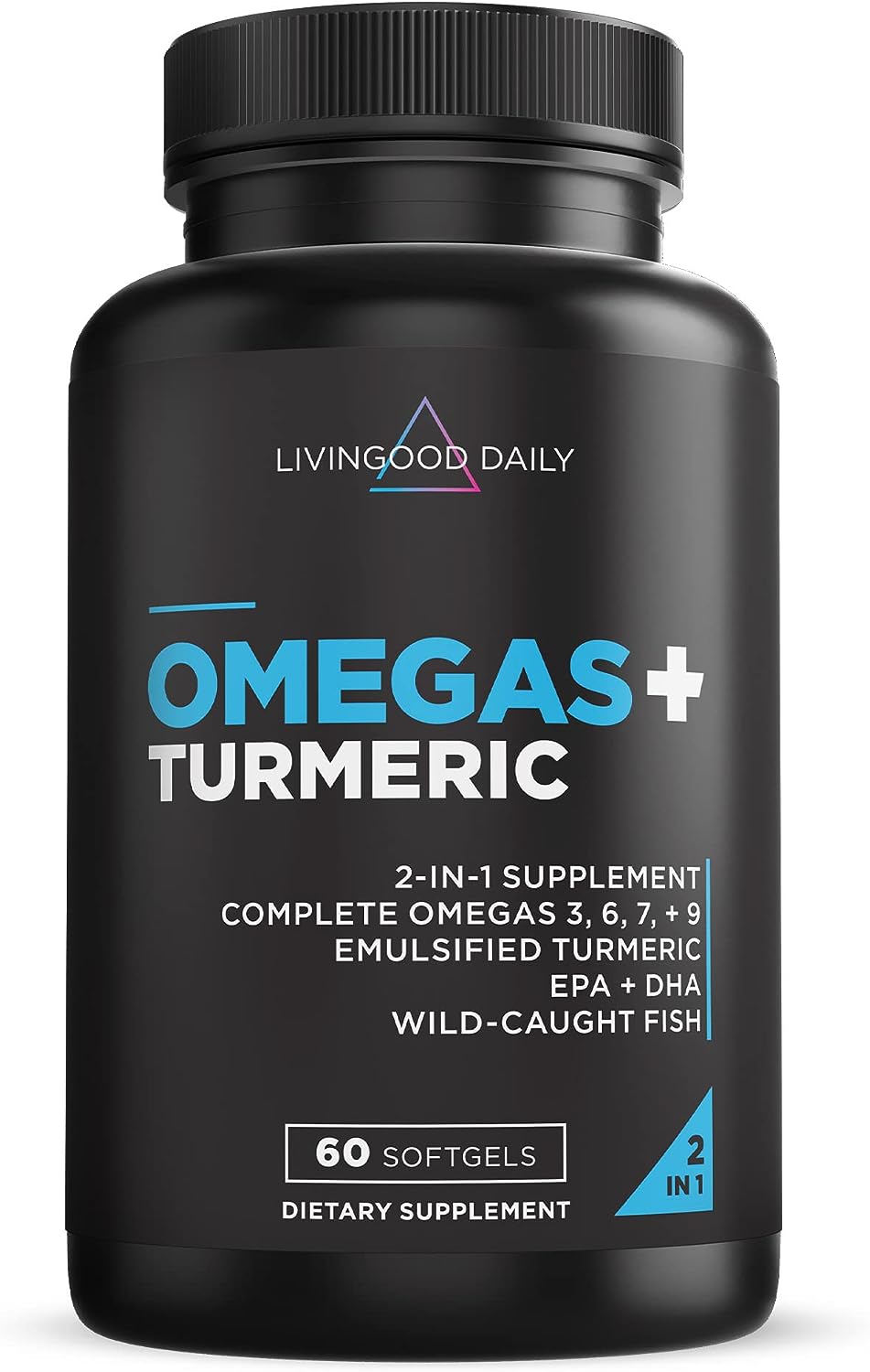 Livingood Daily Omega 3 6 7 9 Plus Turmeric Curcumin - Essential Fatty Acids Omega 3 6 9 and Omega 7
