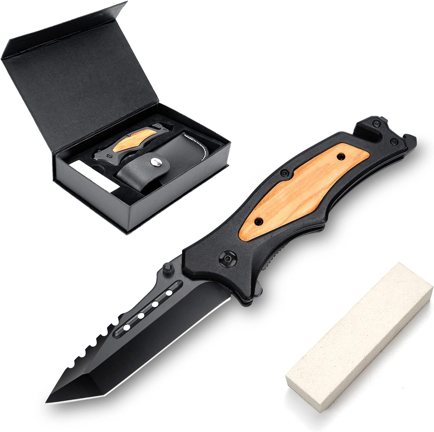 GVDV Pocket Knife Folding Knives - 5 in 1 Utility Knife for Survival Camping Hunting Fishing, Christ