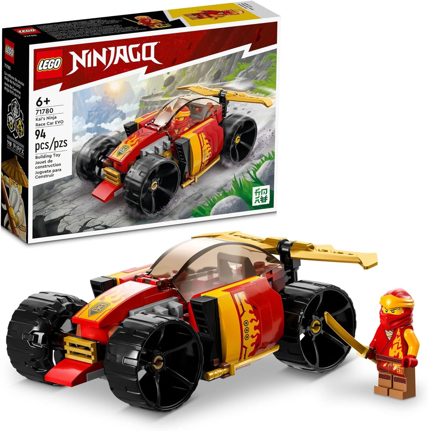 Lego NINJAGO Kai's Ninja Race Car EVO 71780, 20in1 Racing Car Building Toy Set, Kids Can Build a Off