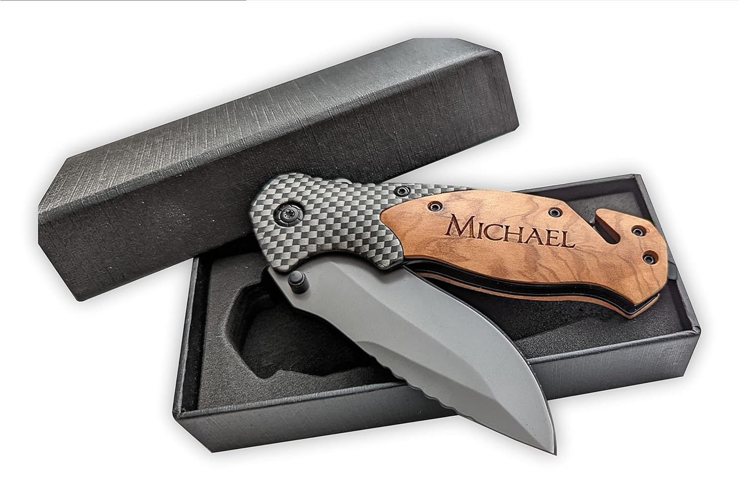 Personalized Engraved Pocket Knife 3.25" Blade With Black Gift Box