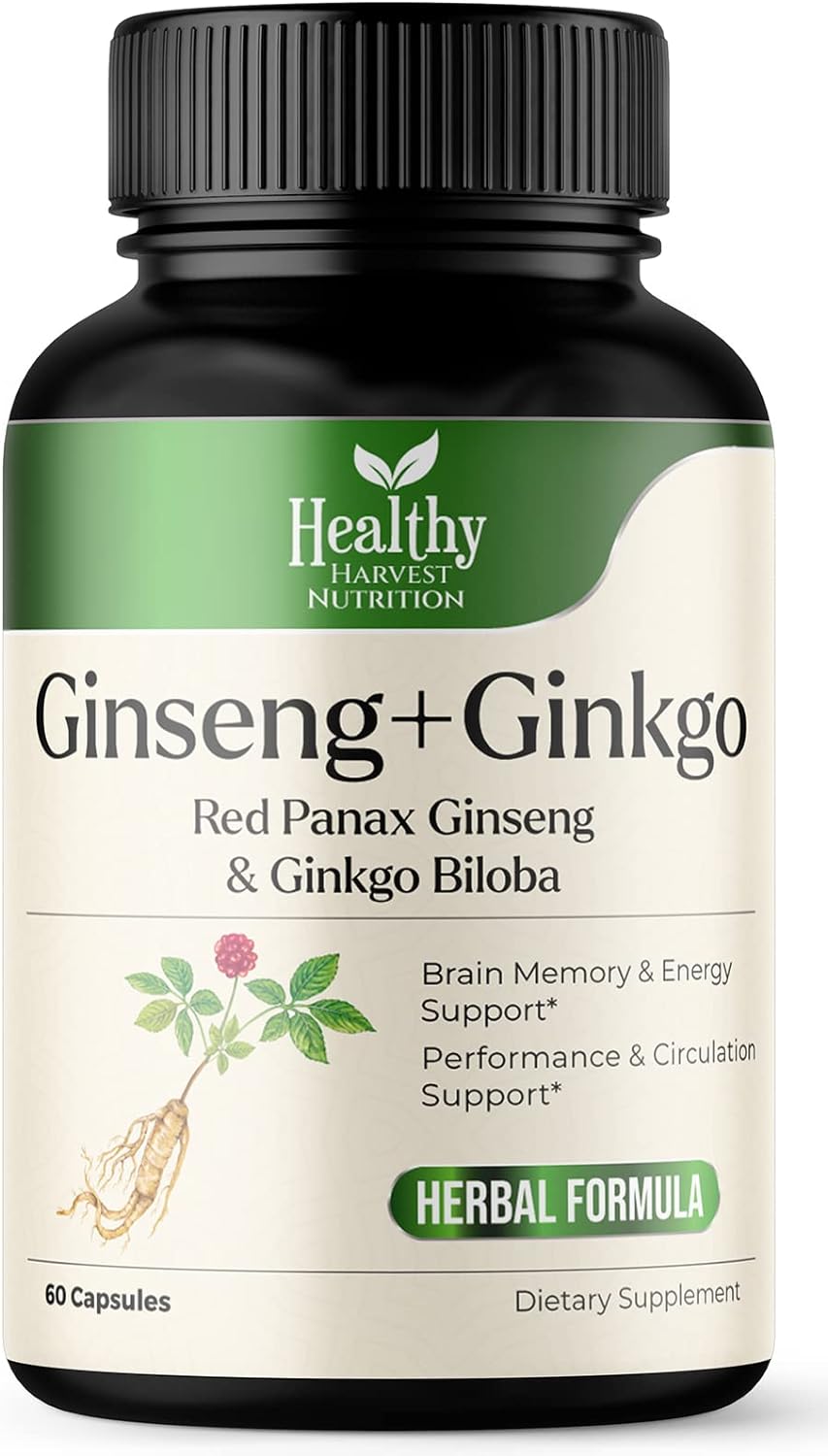 Ginkgo Biloba & Ginseng - Korean Red Panax Extract, Extra Strength Brain Memory Supplement