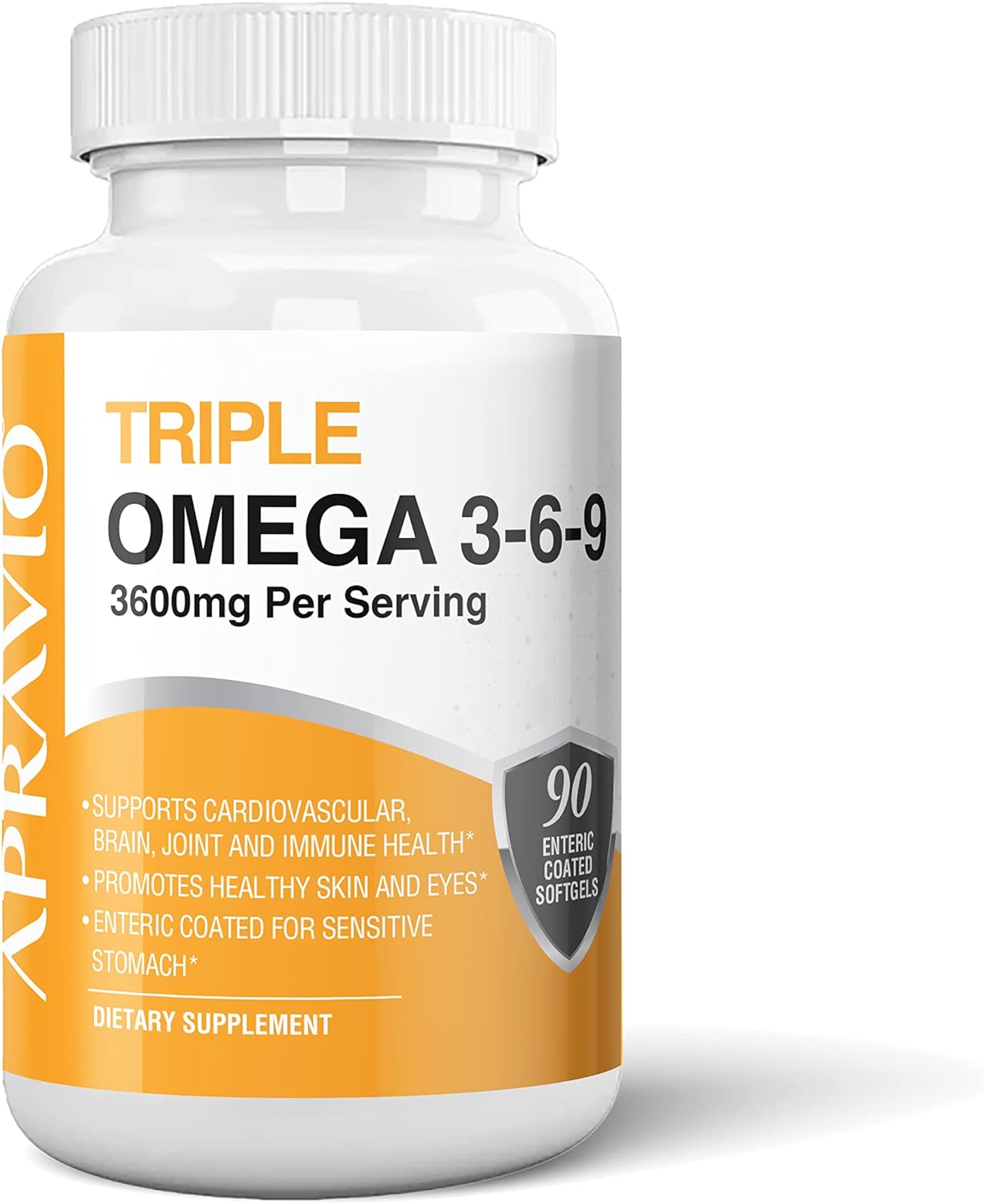 APRAVIO Triple Omega 3-6-9 Fish Oil, Omega Supplement for Adults, Essential Fatty Acids, Non-GMO, 90