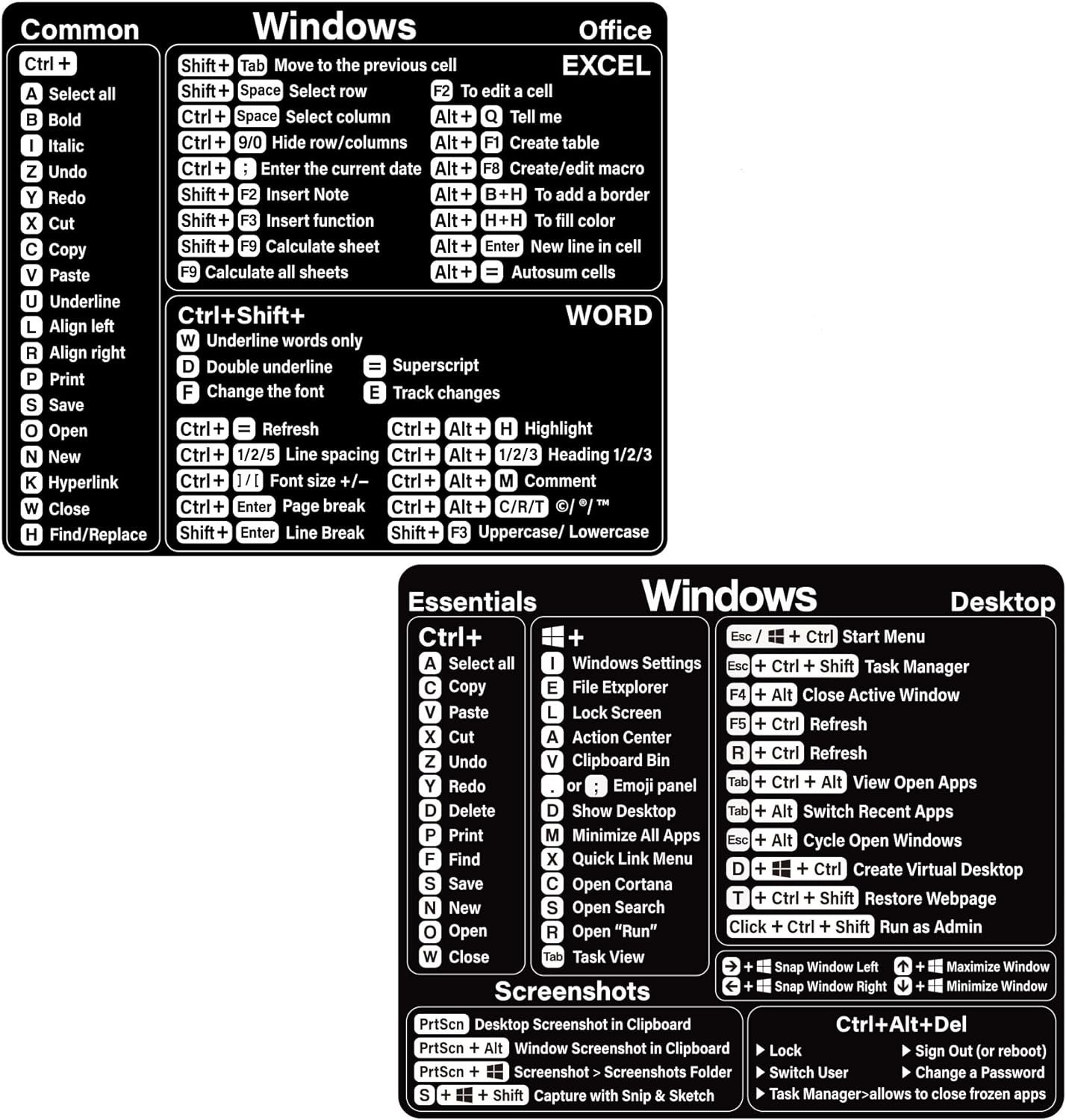 Microsoft Windows + Word/Excel Quick Reference Guide Ke