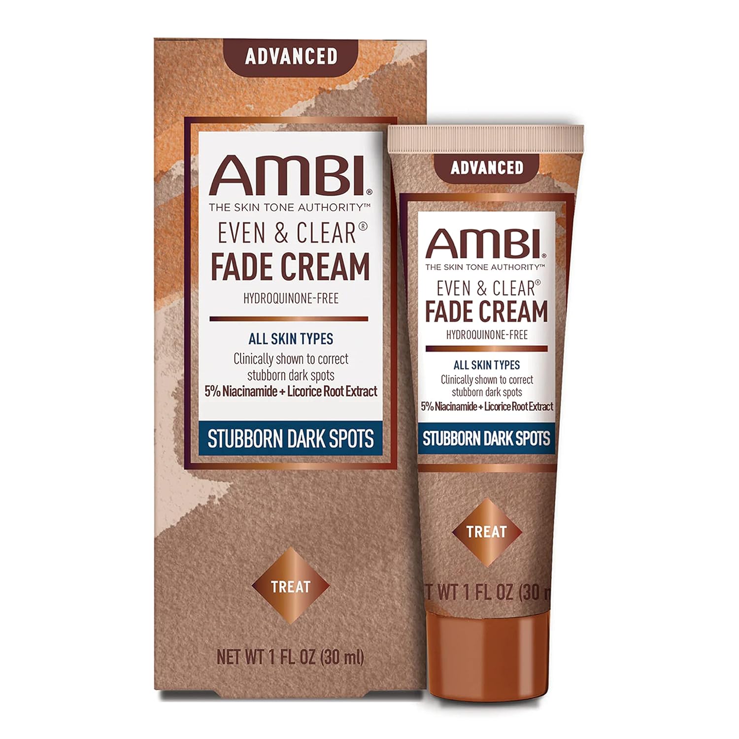 Ambi Even & Clear Advanced Fade Cream, Hydroquinone-free, Hyperpigmentation Treatment, Stubborn 