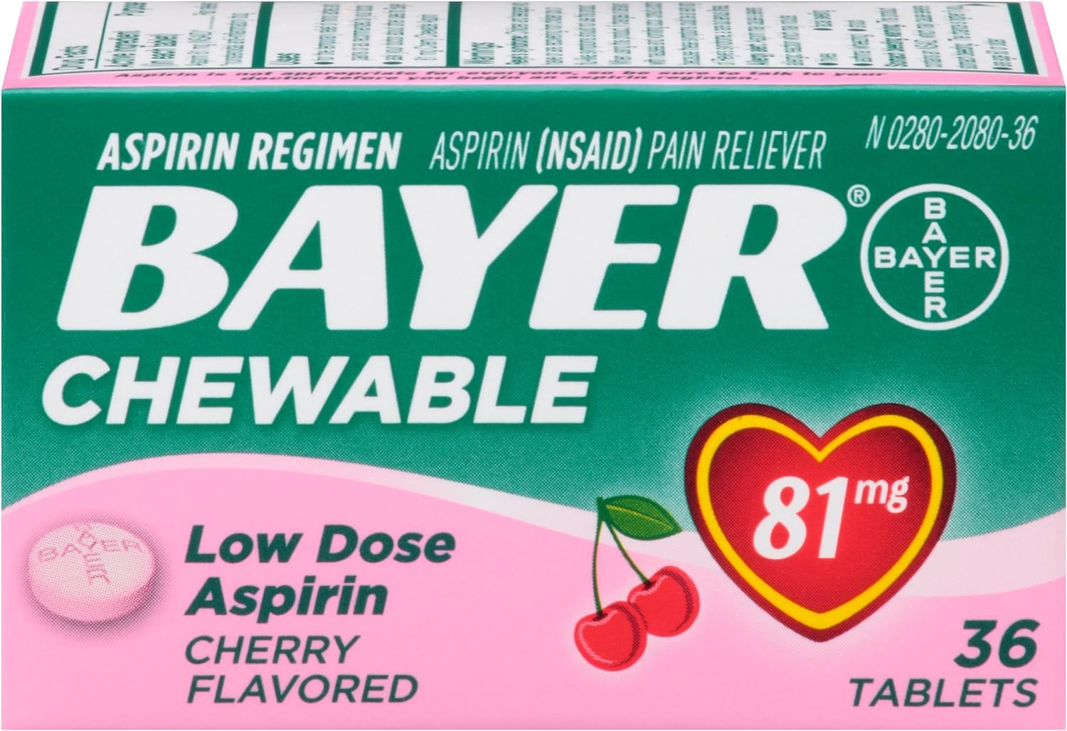 Bayer Aspirin Regimen, 81mg Chewable Tablets, Pain Reli