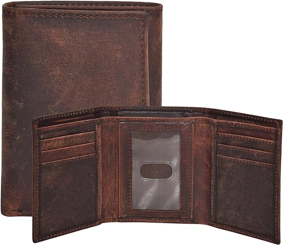 Real Leather Trifold Wallet for Men - RFID Wallets Slim