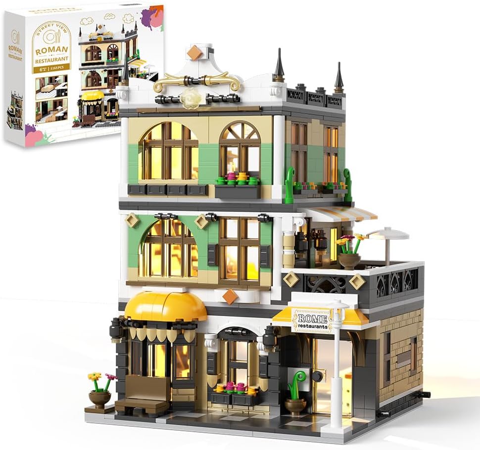 City Restaurant Building Mini Sets with LED, STEM Learning Toy Building Block for Adult Teen Boy &am