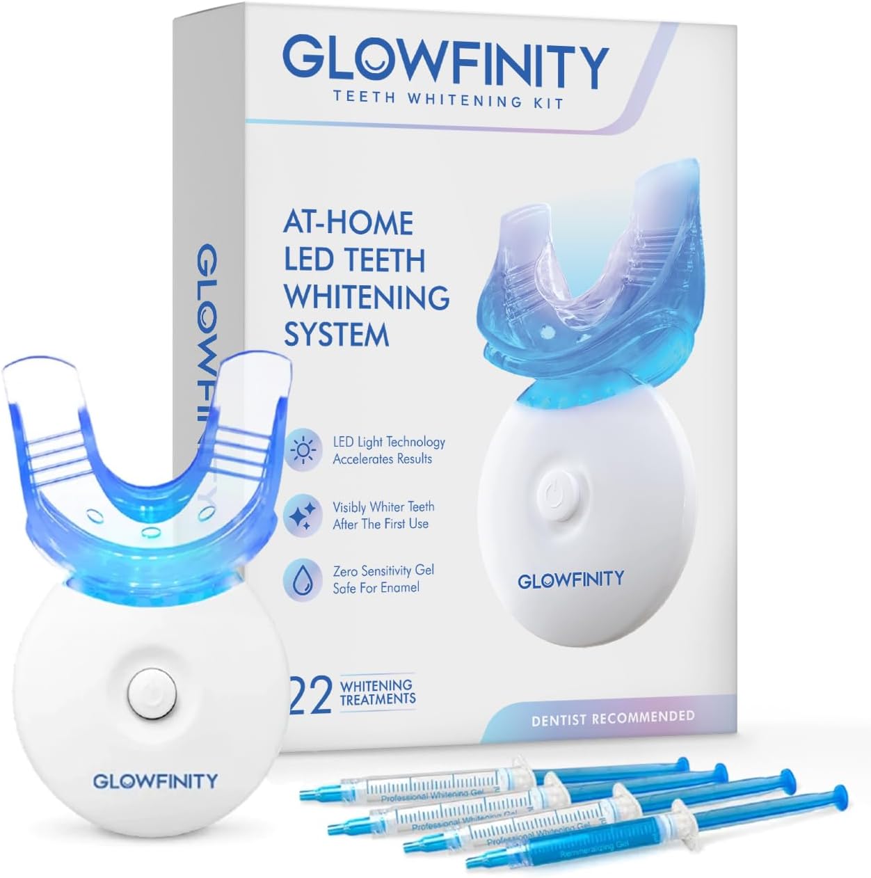 Teeth Whitening Kit - LED Light, 35% Carbamide Peroxide, (3) 3ml Gel Syringes, (1) Remineralization 
