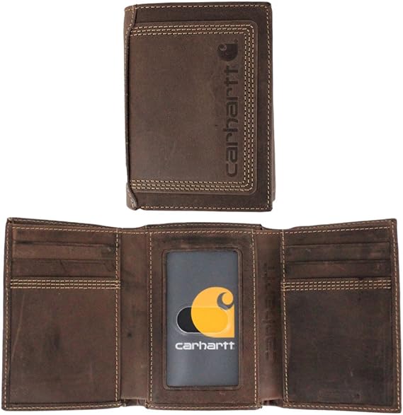 Carhartt Men's Rugged Leather Triple Stich Wallet, Available in Multiple Styles