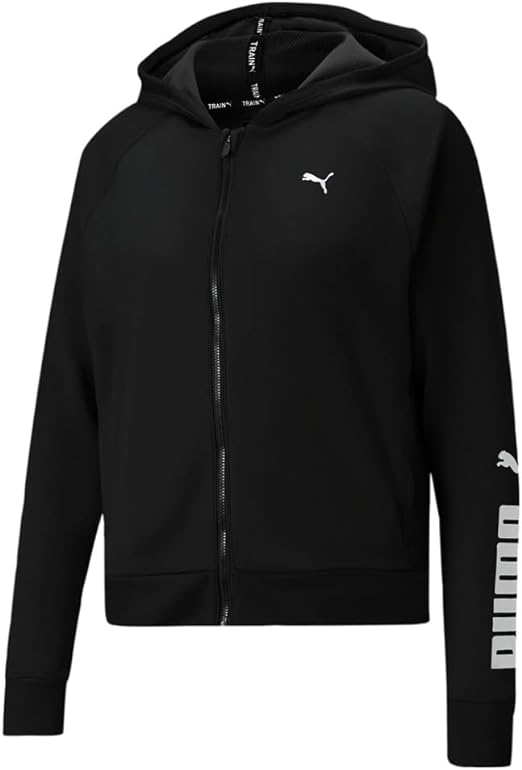 PUMA Womens Fit Tech Knitted Full-Zip Hoodie Training Casual Outerwear Casual Moisture Wicking - Bla