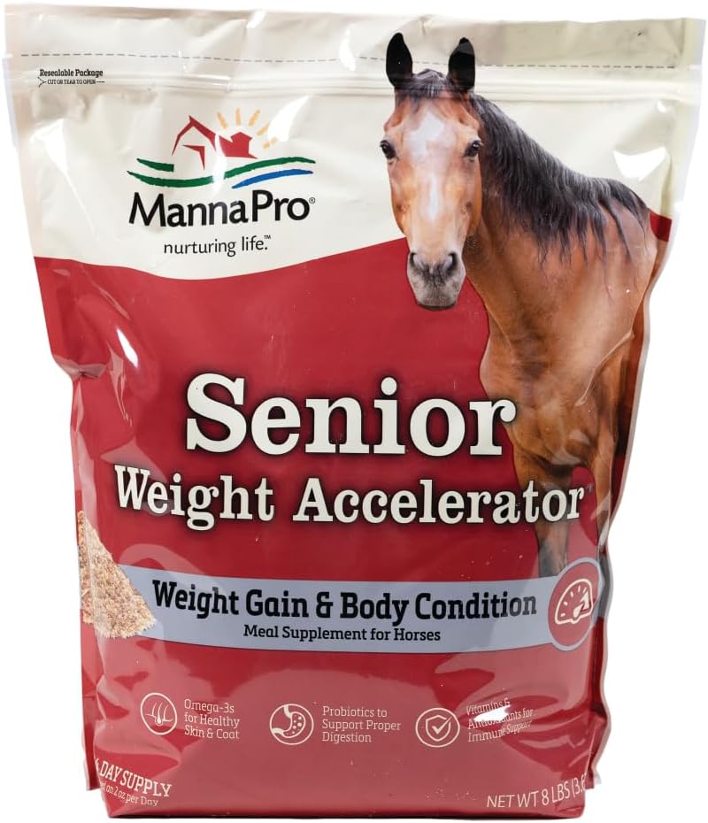 Manna Pro Weight Accelerator For Senior Horses - Made with Omega 3 Fatty Acids - Formulated with Fla