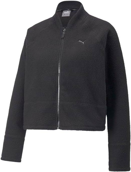 PUMA Womens Studio Sherpa Jacket Training Athletic Outerwear Casual Full Zip Pockets - Black