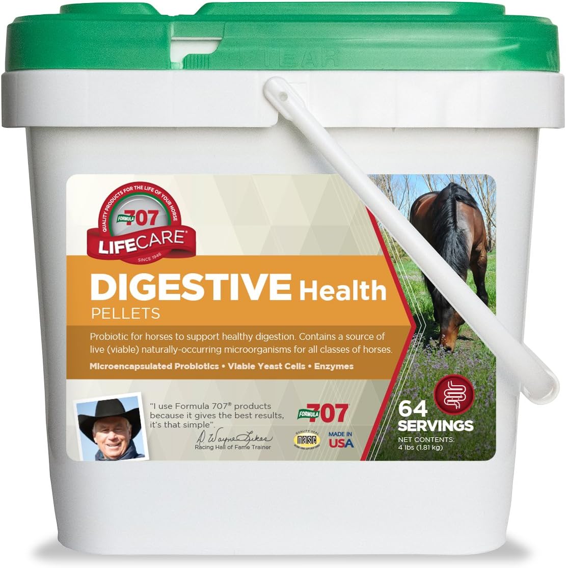 Formula 707 Digestive Health Equine Supplement, 4lb Bucket – Probiotics, Prebiotics and Digestive 
