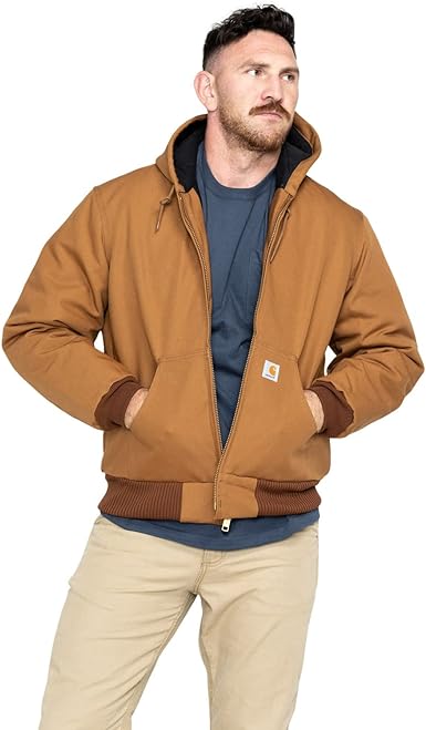 Carhartt Men s Quilted Flannel Lined Duck Active Jacket J140,Brown,Medium